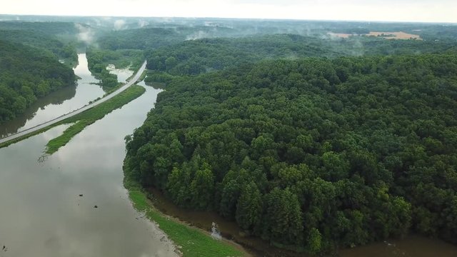 Skyview over the swamps and the trees on the mountains