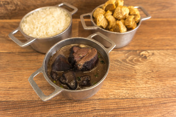 Ingredients of feijoada, typical food of Brazil