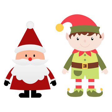 Christmas elf with Santa on a white background