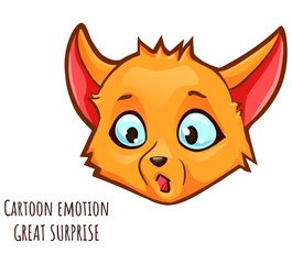 Cartoon emotion of fox - great surprise