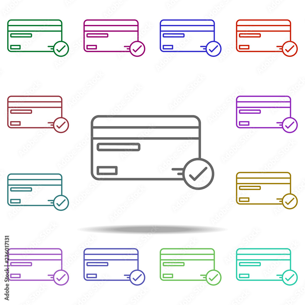 Poster bank card check icon. elements of data secutity in multi color style icons. simple icon for websites