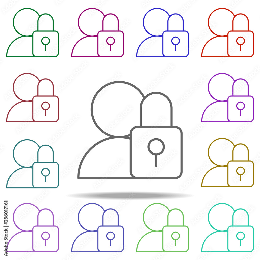 Poster user lock icon. elements of data secutity in multi color style icons. simple icon for websites, web 