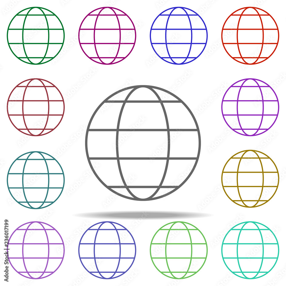 Poster global web page icon. elements of data secutity in multi color style icons. simple icon for websites