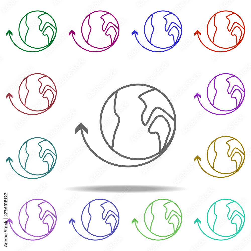 Poster earth up arrow icon. elements of arrow and object in multi color style icons. simple icon for websit