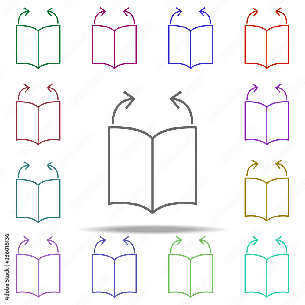 Poster close the book icon. elements of arrow and object in multi color style icons. simple icon for websit