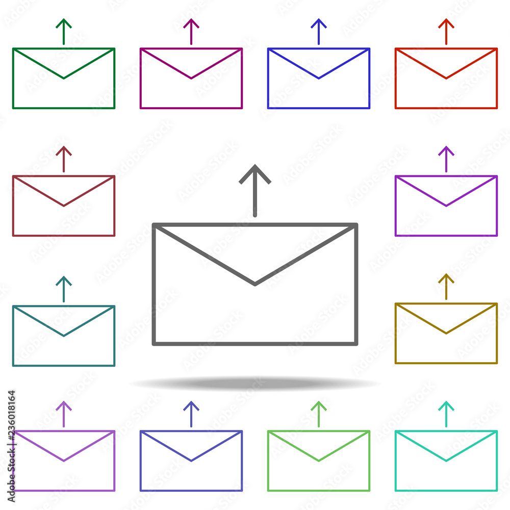 Poster mail send icon. elements of arrow and object in multi color style icons. simple icon for websites, w