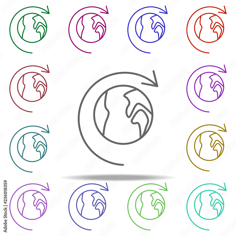 Poster earth from orbit icon. elements of arrow and object in multi color style icons. simple icon for webs