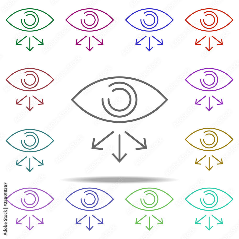Poster eye look round icon. elements of arrow and object in multi color style icons. simple icon for websit