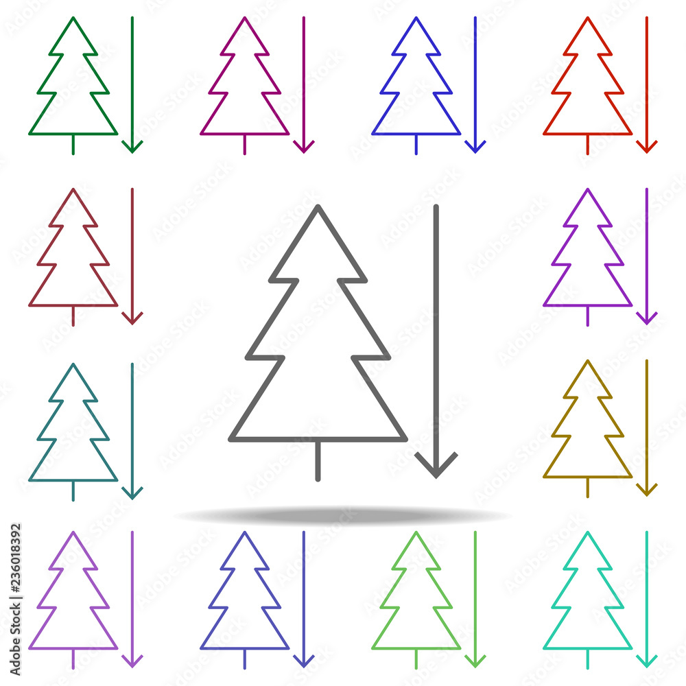 Poster afforestation fall icon. elements of arrow and object in multi color style icons. simple icon for we
