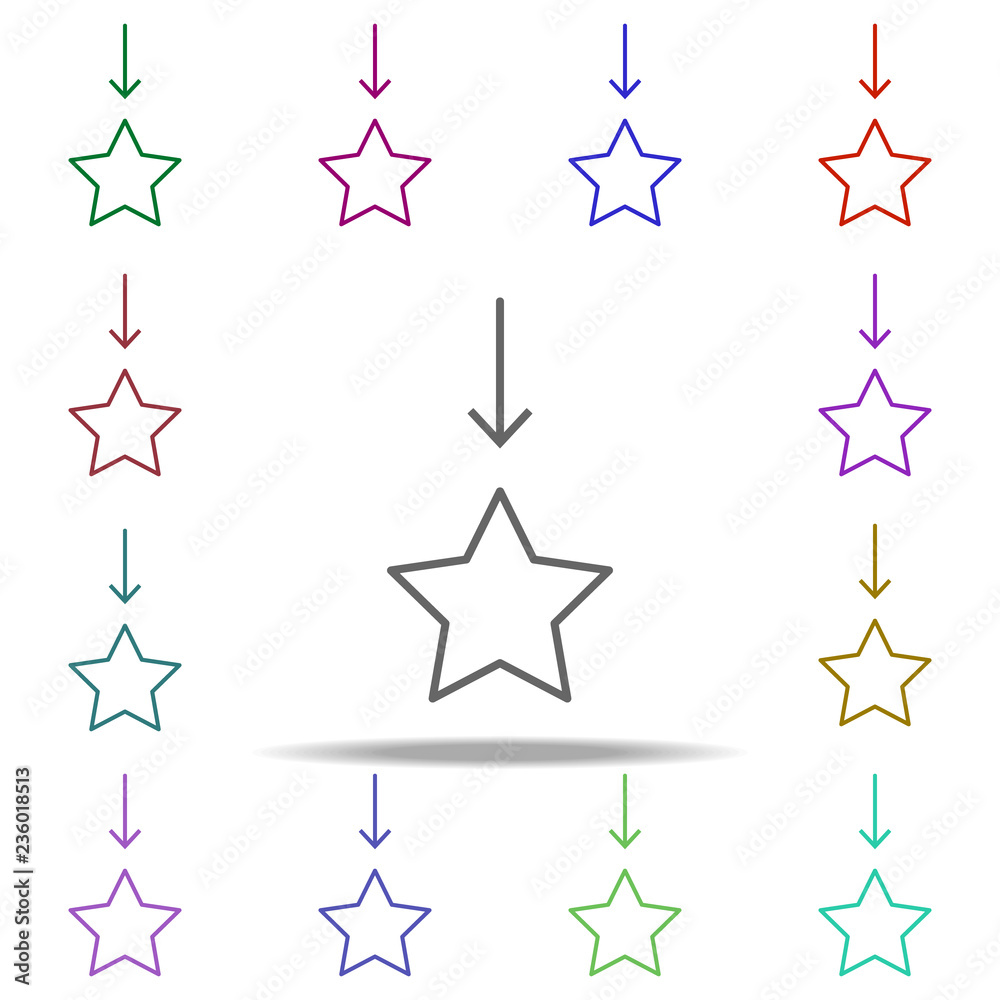 Poster falling star icon. elements of arrow and object in multi color style icons. simple icon for websites