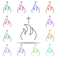 fire increase icon. Elements of arrow and object in multi color style icons. Simple icon for websites, web design, mobile app, info graphics