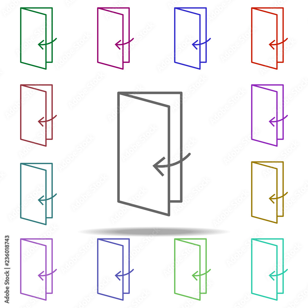 Poster open door icon. elements of arrow and object in multi color style icons. simple icon for websites, w