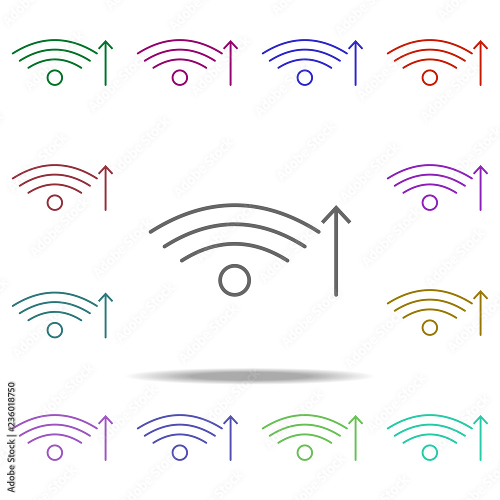Poster wifi increase icon. elements of arrow and object in multi color style icons. simple icon for website