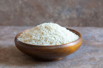 Basmati Rice in Brown Bowl