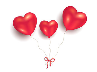 Fototapeta na wymiar Heart balloons on white background, to happy Valentine's Day for love vector