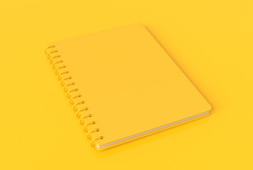 Notebook yellow color Minimal concept.