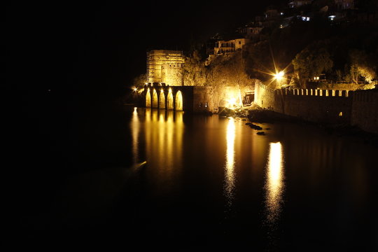 Alanya Night Castle Red tower
