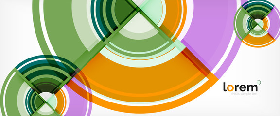 Modern geometric circles abstract background, colorful round shapes with shadow effects