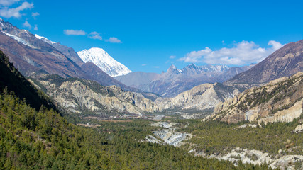 Fototapeta premium annapurna circuit trek in himalaya trail nepal