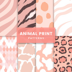 Set of seamless animal print pattern vectors