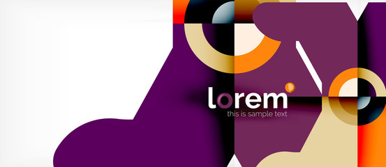 Geometric colorful shapes composition abstract background. Minimal dynamic design