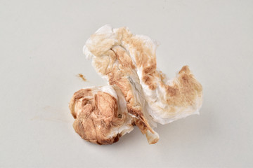 dirty brown tissue paper isolated on white background