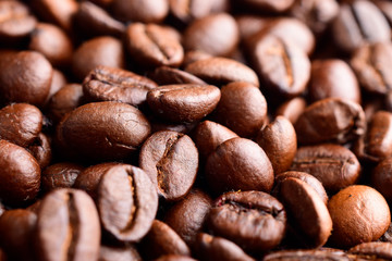 fresh roasted coffee beans close up background