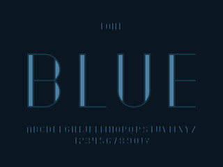 Blue font. Vector alphabet 