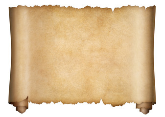 vintage scroll top view isolated on white