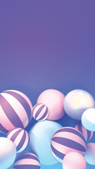 3d rendering picture of purple stripes balls vertical wallpaper.