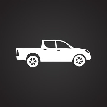 Car icon on black background for graphic and web design, Modern simple vector sign. Internet concept. Trendy symbol for website design web button or mobile app.