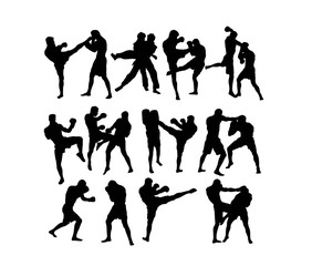 Fototapeta na wymiar Boxing and Competition Silhouettes, art vector design