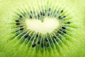 Heart shape in the core of a kiwi fruit