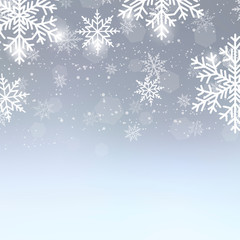 Winter background with snowflakes for Christmas or New Year. Vector.