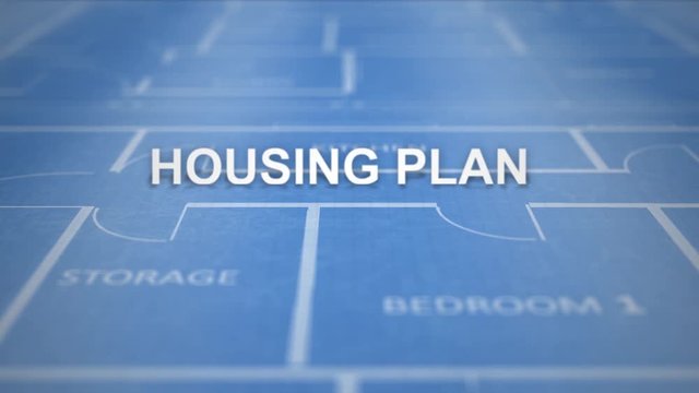Blueprint Text on Architectural Drawing Series - Housing Plan