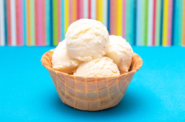 Vanilla Ice Cream in a Waffle Cone Bowl
