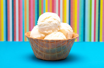 Vanilla Ice Cream in a Waffle Cone Bowl