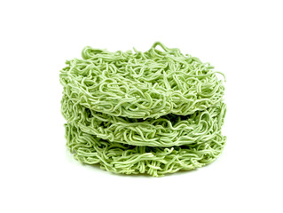 Instant noodles or dry noodles circle isolated on white background
