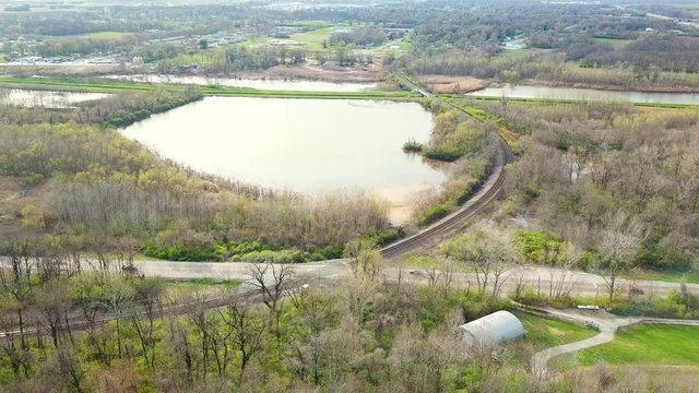 Skyview over a pond outside of ST. Louis Missouri located in East ST. Louis Illinois