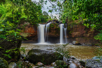 Fototapeta na wymiar Haew Suwat Waterfall in Khao Yai Park, Thailand