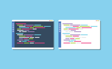 dark or white theme programming text editor compare vector