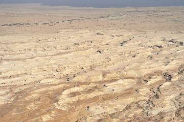 Aerial view of the desert from the Masada fortress in Israel