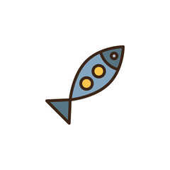 Fish food filled outline icon, line vector sign, linear colorful pictogram isolated on white. Sea food symbol, logo illustration. Pixel perfect vector graphics