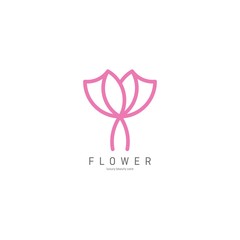 Lotus Flower Logo abstract Beauty Spa salon Cosmetics brand Linear style. Looped Leaves Logotype design vector Luxury Fashion template.
