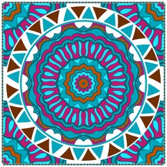 Floral Geometric Pattern with hand-drawing Mandala. illustration. For fabric, textile, bandana, scarg, print.