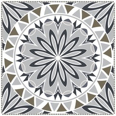 Design with abstract hand drawn floral color mandala pattern with decorative element. Vector illustration. Template design for card, shawl, bandanna, fashion print