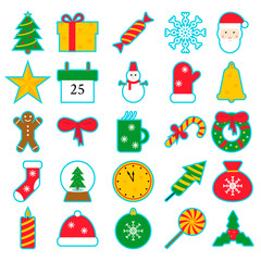 Christmas icons set. Vector illustration in flat design