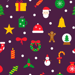 Fototapeta na wymiar Seamless pattern with winter icons. Vector illustration in flat design