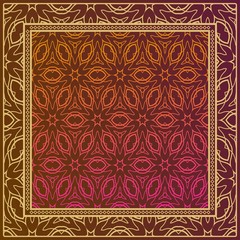 Background, geometric pattern with ornate lace frame. illustration. for Scarf Print, Fabric, Covers, Scrapbooking, Bandana, Pareo, Shawl.