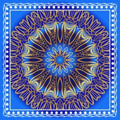 background, geometric floral mandala pattern with ornate lace frame. illustration. for Scarf Print, Fabric, Covers, Scrapbooking, Bandana, Pareo, Shawl.